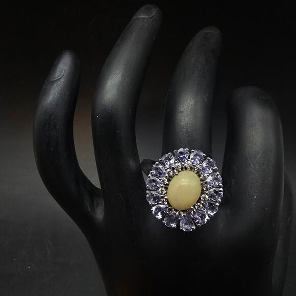 Sterling Silver Amethyst Opal Ring Size 10 925 India - Picture 1 of 10